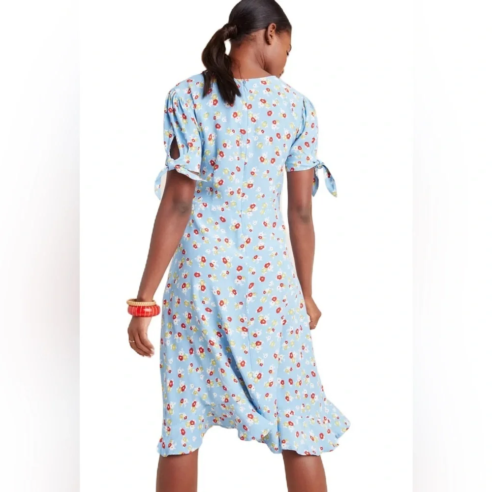 Faithfull The Brand Blue Erin Ditsy Floral Print Midi Dress Size 4 (Small) - Picture 2 of 12